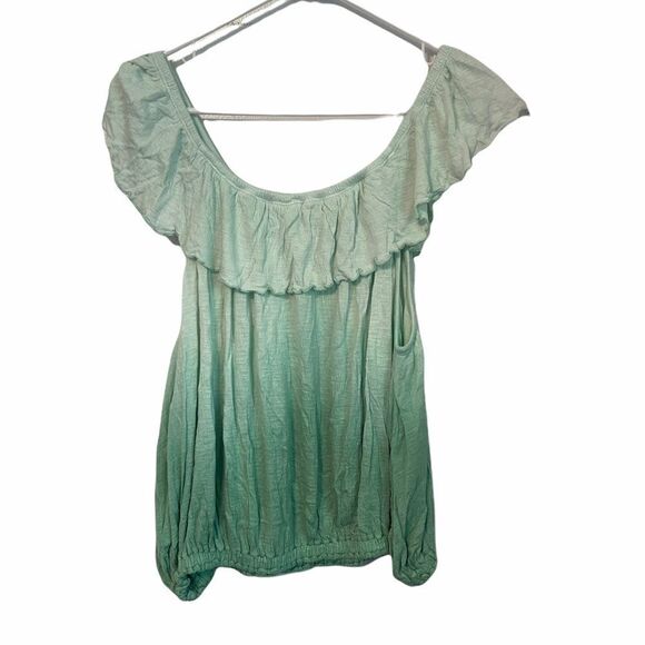 NEW 3/$25 FREE PEOPLE Cora Lee off the Shoulders Green Top.L - Picture 6 of 12
